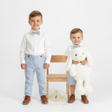 Boys Long Sleeve Oxford Dress Shirt & Pants Matching Outfit Blue & White