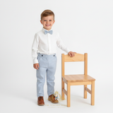 Boys Long Sleeve Oxford Dress Shirt & Pants Matching Outfit Blue & White