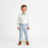 Boys Long Sleeve Oxford Dress Shirt & Pants Matching Outfit Blue & White