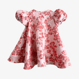 Girls Fine Jacquard Celebration Dress Floral Dusty Rose