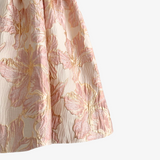 Girls Fine Jacquard & Satin Celebration Dress Floral Pink & Gold