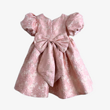 Girls Fine Jacquard Celebration Dress Floral Pink & Gold