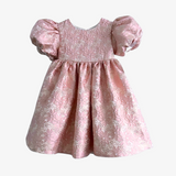 Girls Fine Jacquard Celebration Dress Floral Pink & Gold