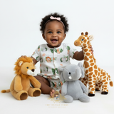 Baby Onesie Sleep N' Play Romper Safari Animals & Palm Leaves