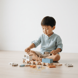 Wooden Train Set Building Blocks & Numbers Children's Montessori Pre-School Learning Toys