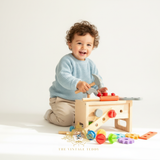 Children's Early Learning Cognitive Wooden Toys Toolbox Construction Activity Center Play Set