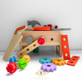 Children's Early Learning Cognitive Wooden Toys Toolbox Construction Activity Center Play Set