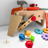 Children's Early Learning Cognitive Wooden Toys Toolbox Construction Activity Center Play Set
