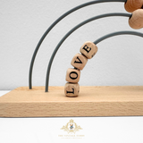 Children's Early Learning Counting Wooden Toy Abacus Love Beads Natural