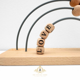 Children's Early Learning Counting Wooden Toy Abacus Love Beads Natural