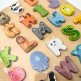Children's Early Learning Cognitive Wooden Toys Alphabet Animal Characters Play Set