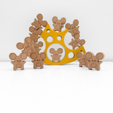 Children's Early Learning Balance & Stacking Wooden Toys Cheese & Mouse Play Set