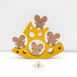 Children's Early Learning Balance & Stacking Wooden Toys Cheese & Mouse Play Set