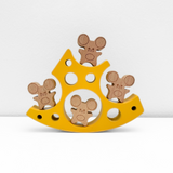 Children's Early Learning Balance & Stacking Wooden Toys Cheese & Mouse Play Set