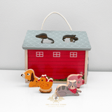 Children's Early Learning Cognitive Wooden Toys Farmer & Barn Animals Play Set