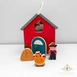 Children's Early Learning Cognitive Wooden Toys Farmer & Barn Animals Play Set