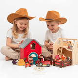 Children's Early Learning Cognitive Wooden Toys Farmer & Barn Animals Play Set