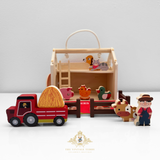 Children's Early Learning Cognitive Wooden Toys Farmer & Barn Animals Play Set