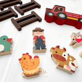 Children's Early Learning Cognitive Wooden Toys Farmer & Barn Animals Play Set