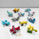 Mini Wooden Toys Single Engine, Helicopters, Commercial & Fighter Airplanes