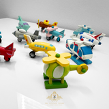 Mini Wooden Toys Single Engine, Helicopters, Commercial & Fighter Airplanes
