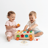 Children's Early Learning Cognitive Wooden Toys Numbers & Shapes Trailer Activity Center Play Set