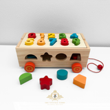 Children's Early Learning Cognitive Wooden Toys Numbers & Shapes Trailer Activity Center Play Set
