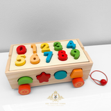 Children's Early Learning Cognitive Wooden Toys Numbers & Shapes Trailer Activity Center Play Set