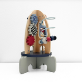 Children's Early Learning Cognitive Wooden Toys Rocket Station Activity Center Play Set