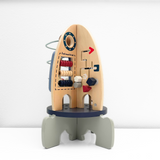 Children's Early Learning Cognitive Wooden Toys Rocket Station Activity Center Play Set