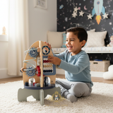 Children's Early Learning Cognitive Wooden Toys Rocket Station Activity Center Play Set