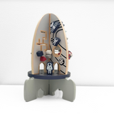 Children's Early Learning Cognitive Wooden Toys Rocket Station Activity Center Play Set