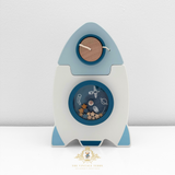 Children's Early Learning Cognitive Wooden Toys Rocket Ship Activity Center Play Set