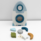 Children's Early Learning Cognitive Wooden Toys Rocket Ship Activity Center Play Set