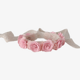 Girls Bohemian Rose Lace Headband Pink