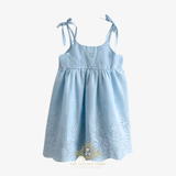 Girls Eyelet Embroidered Lace Dress Bohemian Sky Blue