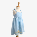 Girls Eyelet Embroidered Lace Dress Bohemian Sky Blue