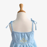 Girls Eyelet Embroidered Lace Dress Bohemian Sky Blue