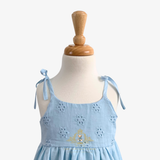 Girls Eyelet Embroidered Lace Dress Bohemian Sky Blue