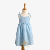 Girls Eyelet Embroidered Lace Dress Bohemian Sky Blue