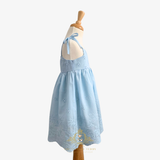 Girls Eyelet Embroidered Lace Dress Bohemian Sky Blue