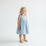 Girls Eyelet Embroidered Lace Dress Bohemian Sky Blue