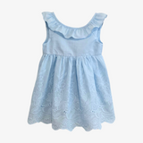 Girls Eyelet Embroidery Lace Ruffled Sun Dress