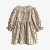 Girls Floral Long Sleeve Corduroy Smocked Dress