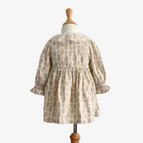 Girls Floral Long Sleeve Corduroy Smocked Dress