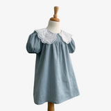 Girls Lace Embroidery Puritan Collar Dress