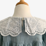 Girls Lace Embroidery Puritan Collar Dress