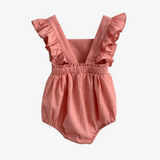 Girls Linen Romper Blush