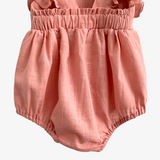 Girls Linen Romper Blush