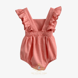 Girls Linen Ruffled Romper Bubble Baby & Toddlers Bohemian Blush